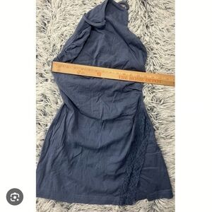 308-Free People Intimately Blueish Backless Dress with Lace Detaily